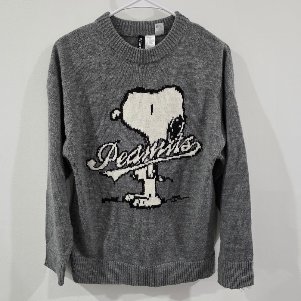 Divided Womens Snoopy Sweater Size Xxs Peanuts Gray‎ Novelty H&M